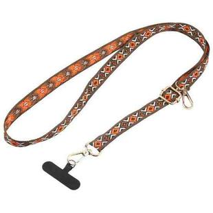 Retro Ethnic Style Crossbody Long Lanyard Mobile Phone Anti-lost Neck Lanyard(Dark Brown)