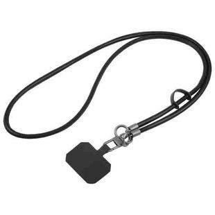 Leather Crossbody Phone Lanyard Anti-lost Long Lanyard(Black)