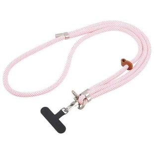 8mm Silver Buckle Adjustable Anti-lost Crossbody Mobile Phone Neck Lanyard(Pink White)