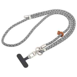 8mm Silver Buckle Adjustable Anti-lost Crossbody Mobile Phone Neck Lanyard(Black White Twill)