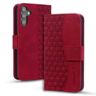 For Samsung Galaxy S24 FE 5G Diamond Buckle Leather Phone Case with Lanyard(Wine Red)