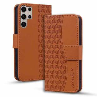 For Samsung Galaxy S25 Ultra 5G Diamond Buckle Leather Phone Case with Lanyard(Brown)