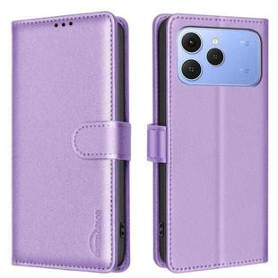 For Tecno Spark 40 4G Litchi Texture RFID Anti-theft Leather Phone Case(Purple)