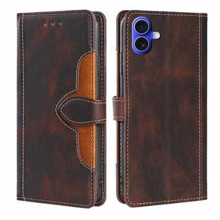 For iPhone 16 Skin Feel Magnetic Buckle Leather Phone Case(Brown)