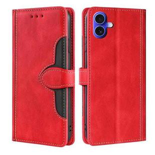 For iPhone 16 Plus Skin Feel Magnetic Buckle Leather Phone Case(Red)