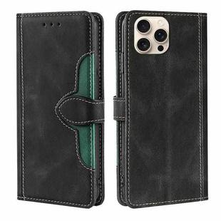 For iPhone 16 Pro Skin Feel Magnetic Buckle Leather Phone Case(Black)