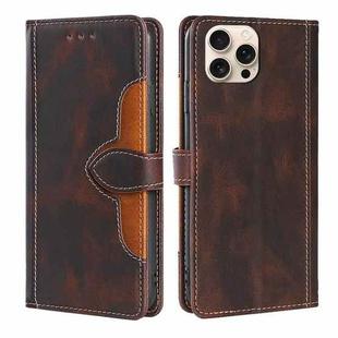 For iPhone 16 Pro Skin Feel Magnetic Buckle Leather Phone Case(Brown)