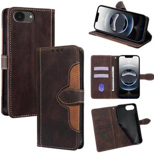 For iPhone 16e Skin Feel Magnetic Buckle Leather Phone Case(Brown)