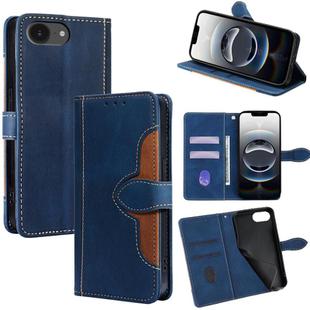 For iPhone 16e Skin Feel Magnetic Buckle Leather Phone Case(Blue)