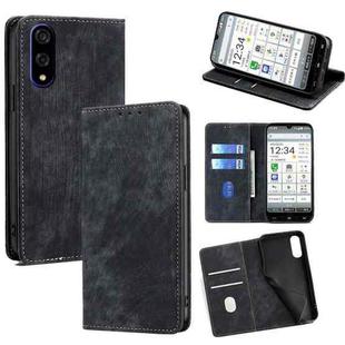 For Kyocera Basio Active3 RFID Anti-theft Brush Magnetic Leather Phone Case(Black)