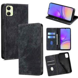 For Samsung Galaxy A05 4G RFID Anti-theft Brush Magnetic Leather Phone Case(Black)