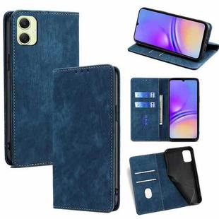 For Samsung Galaxy A05 4G RFID Anti-theft Brush Magnetic Leather Phone Case(Blue)
