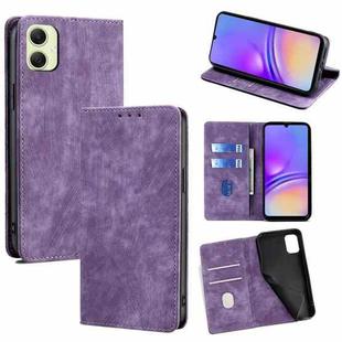 For Samsung Galaxy A05 4G RFID Anti-theft Brush Magnetic Leather Phone Case(Purple)