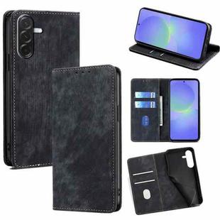 For Samsung Galaxy A36 5G RFID Anti-theft Brush Magnetic Leather Phone Case(Black)