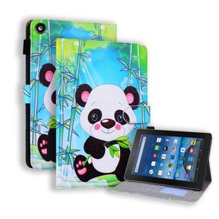 For Amazon Fire HD 8 (2017) Horizontal Flip Leather Case, with  Card Slots & Holder & Photo Frame(Cartoon Panda)