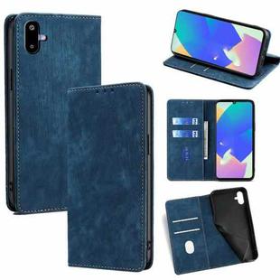 For Samsung Galaxy F06 5G RFID Anti-theft Brush Magnetic Leather Phone Case(Blue)