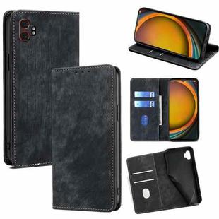 For Samsung Galaxy Xcover 7 Pro 5G RFID Anti-theft Brush Magnetic Leather Phone Case(Black)