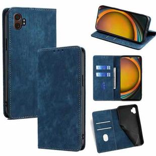 For Samsung Galaxy Xcover 7 Pro 5G RFID Anti-theft Brush Magnetic Leather Phone Case(Blue)