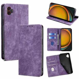 For Samsung Galaxy Xcover 7 Pro 5G RFID Anti-theft Brush Magnetic Leather Phone Case(Purple)