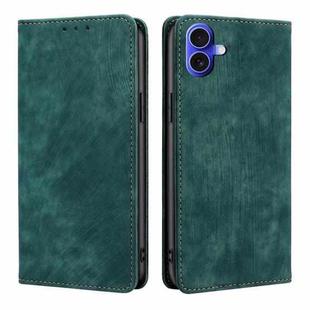 For iPhone 16 Plus RFID Anti-theft Brush Magnetic Leather Phone Case(Green)