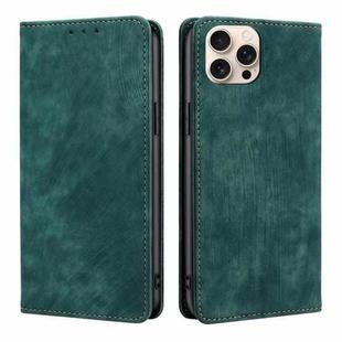 For iPhone 16 Pro Max RFID Anti-theft Brush Magnetic Leather Phone Case(Green)