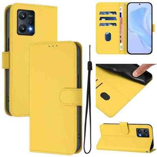 For Realme 9 Pro 5G Global Skin Feel Solid Color Leather Phone Case with Lanyard(Lemon Yellow)