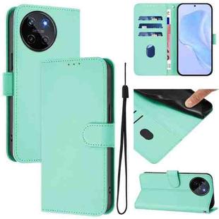 For Realme 11 4G Global Skin Feel Solid Color Leather Phone Case with Lanyard(Mint Green)