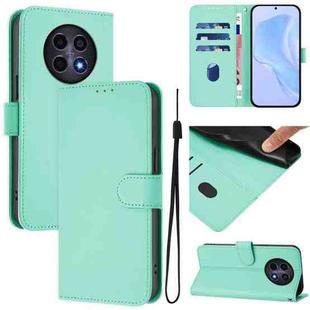 For Realme 12 5G Global Skin Feel Solid Color Leather Phone Case with Lanyard(Mint Green)