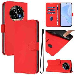 For Realme 13 Pro 5G / 13 Pro+ 5G Skin Feel Solid Color Leather Phone Case with Lanyard(Red)