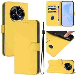 For Realme 13 Pro 5G / 13 Pro+ 5G Skin Feel Solid Color Leather Phone Case with Lanyard(Lemon Yellow)