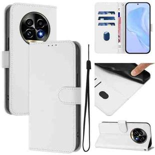 For Realme 13 Pro 5G / 13 Pro+ 5G Skin Feel Solid Color Leather Phone Case with Lanyard(White)