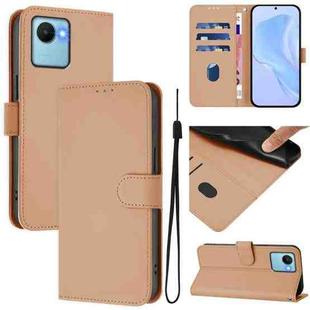 For Realme C30 4G / C30s Skin Feel Solid Color Leather Phone Case with Lanyard(Nude)