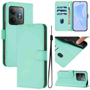 For Realme GT 6 5G Global Skin Feel Solid Color Leather Phone Case with Lanyard(Mint Green)