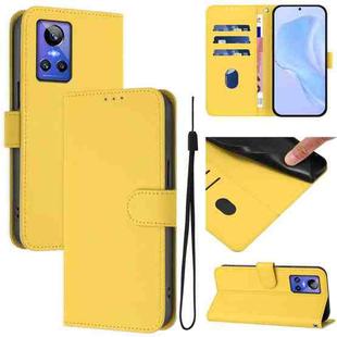 For Realme GT Neo 3 Skin Feel Solid Color Leather Phone Case with Lanyard(Lemon Yellow)