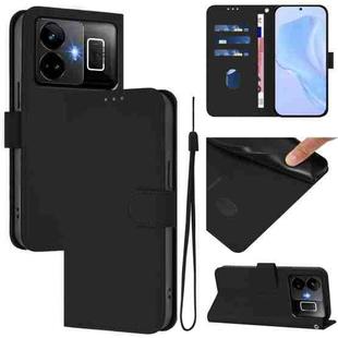 For Realme GT3 5G / GT Neo 5 240W Skin Feel Solid Color Leather Phone Case with Lanyard(Black)