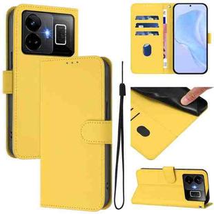 For Realme GT3 5G / GT Neo 5 240W Skin Feel Solid Color Leather Phone Case with Lanyard(Lemon Yellow)