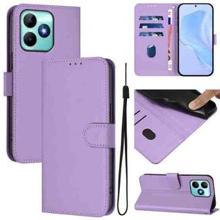 For Realme Note 50 4G Global Skin Feel Solid Color Leather Phone Case with Lanyard(Lavender Purple)