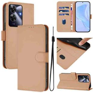 For Realme Note 60 4G Global Skin Feel Solid Color Leather Phone Case with Lanyard(Nude)