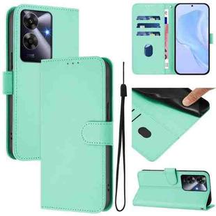 For Realme Note 60 4G Global Skin Feel Solid Color Leather Phone Case with Lanyard(Mint Green)