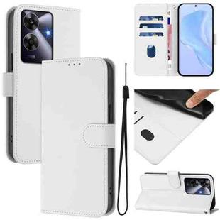 For Realme Note 60 4G Global Skin Feel Solid Color Leather Phone Case with Lanyard(White)