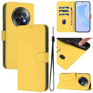 For Realme 13+ 5G Global Skin Feel Solid Color Leather Phone Case with Lanyard(Lemon Yellow)