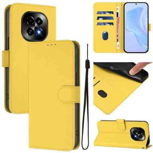 For Realme C63 5G Global Skin Feel Solid Color Leather Phone Case with Lanyard(Lemon Yellow)