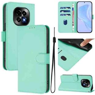 For Realme C63 5G Global Skin Feel Solid Color Leather Phone Case with Lanyard(Mint Green)