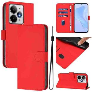 For Realme Neo7 Turbo 5G Skin Feel Solid Color Leather Phone Case with Lanyard(Red)