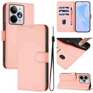 For Realme Neo7 Turbo 5G Skin Feel Solid Color Leather Phone Case with Lanyard(Pink)