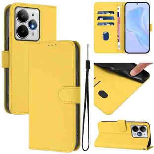 For Realme Neo7 Turbo 5G Skin Feel Solid Color Leather Phone Case with Lanyard(Lemon Yellow)