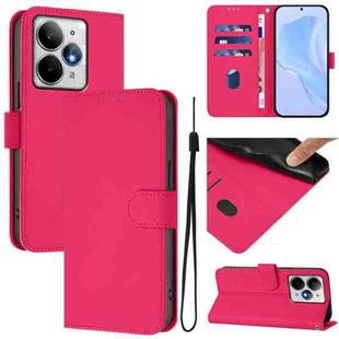 For Realme Neo7 Turbo 5G Skin Feel Solid Color Leather Phone Case with Lanyard(Rose Red)