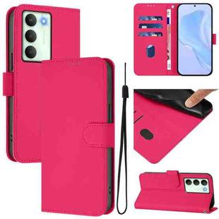 For Realme V70 5G / 14X Global Skin Feel Solid Color Leather Phone Case with Lanyard(Rose Red)