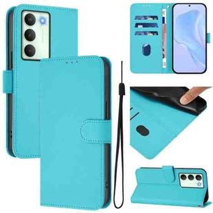For Realme V70 5G / 14X Global Skin Feel Solid Color Leather Phone Case with Lanyard(Lake Blue)