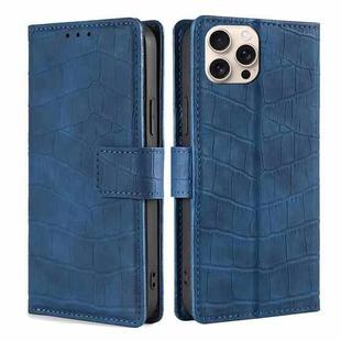 For iPhone 16 Pro Skin Feel Crocodile Magnetic Clasp Leather Phone Case(Blue)